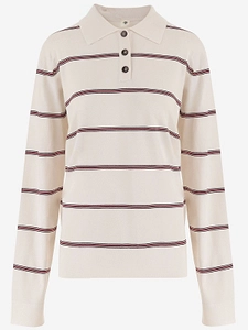 The Garment Striped Polo Knitted Top