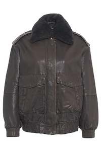 The Jackie Leathers Bomber Buttoned Jacket
