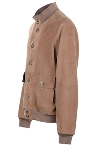 The Jackie Leathers Button-Front Bomber Jacket