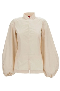The Latest Funnel Neck Zip-Up Blouse