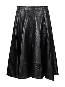 Thelaurent Pleated Leather Midi Skirt