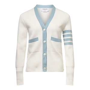 Thom Browne 4-Bar Striped V-Neck Buttoned Cardigan