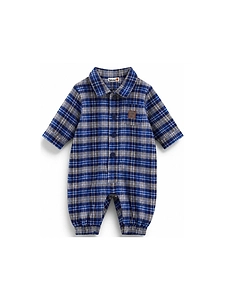 Timberland Kids Logo Patch Checked Jumpsuit