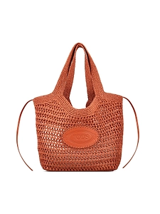 Tod's Woven Logo Raffia Shoulder Bag