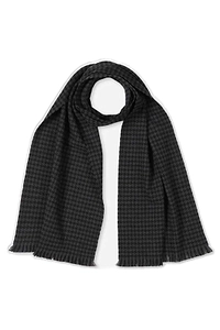 Tom Ford Houndstooth-Pattern Fringed-Edge Scarf