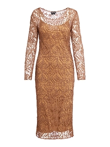 Tom Ford Lace Detailed Crewneck Pencil Dress