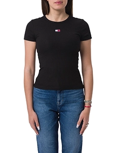 Tommy Jeans Logo Embroidered Ribbed Slim T-Shirt