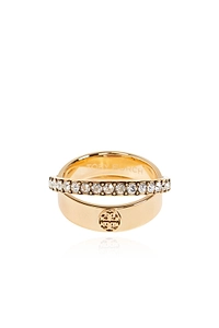 Tory Burch Pavé Logo Band Ring