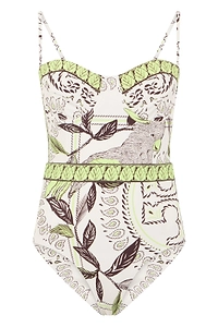 Tory Burch Printed Belted One-Piece Swimsuit