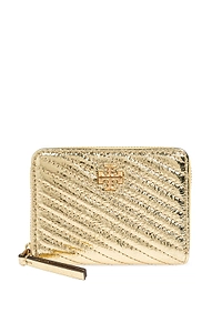 Tory Burch Small Kira Metallic Moto Quilted Zip-Around Wallet