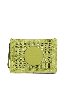 Tory Burch Woven Circle-Panel Wristlet Bag