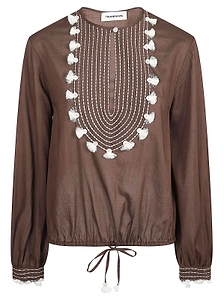 True Royal Embroidered Tassel Top