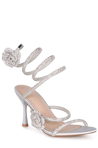 Twenty Four Haitch Spiral Floral Heeled Sandals