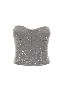 Twentyfourhaitch Quira Rhinestone Bustier Top