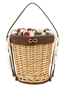 Twinset Braided Wicker Bucket Bag