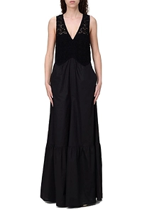 Twinset V-Neck Long Poplin Jumpsuit
