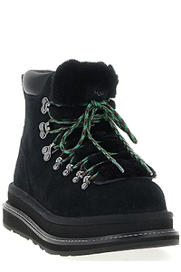 Ugg X Sacai Fur-Trim Lace-Up Ankle Boots