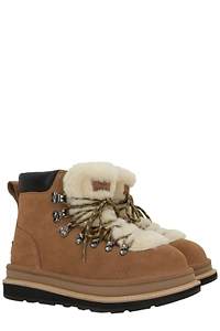 Ugg X Sacai Fur-Trim Lace-Up Ankle Boots