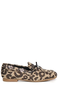 V73 Leopard-Print Bow Flat Shoes