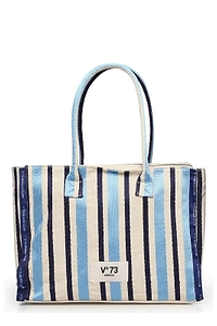 V73 Striped Logo Tote Bag