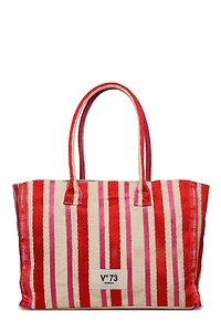 V73 Striped Logo Tote Bag