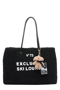 V73 Teddy-Embellished Top Handle Tote Bag