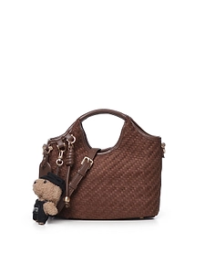 V73 Woven Teddy Charm Shoulder Bag