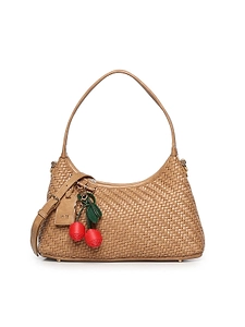 V73 Woven Top Handle Shoulder Bag