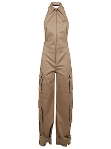 Valentino	Logo Plaque Open Back Cargo Jumpsuit