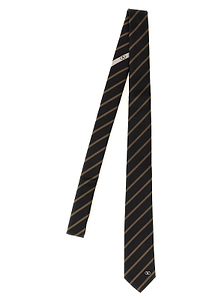 Valentino Logo Patch Striped Tie