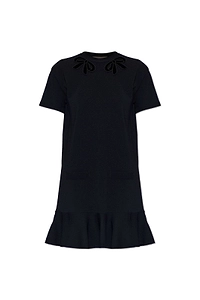 Valentino Bow Detailed Crewneck Mini Dress