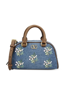 Valentino Vlogo Signature Denim Mini Top Handle Bag
