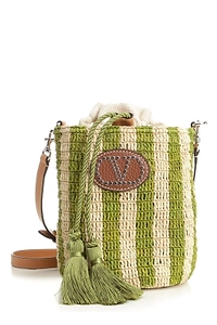 Valentino Vlogo Signature Striped Small Bucket Bag