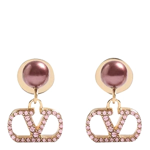 Valentino Vlogo Strass Drop Earrings