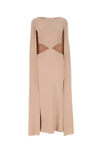 Valentino Cut-Out Pleated Cape Dress
