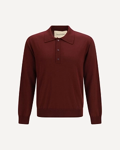 Valentino Wool Vlogo Embroidered Polo Shirt