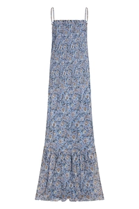 Veronica Beard Shirred Floral Maxi Dress
