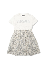 Versace Kids Logo Printed Crewneck Dress