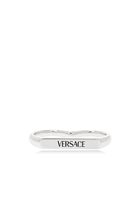 Versace Logo-Engraved Two Finger Ring