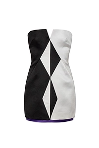 Versace Strapless Geometric Mini Dress