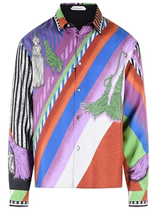 Versace Tassel Printed Long-Sleeve Shirt