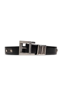 Versace Textured Buckle Leather Belt