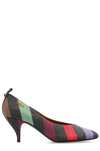 Versace Tina Striped Kitten Heel Pumps