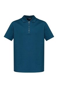 Versace Zip Detail Cotton Polo Shirt