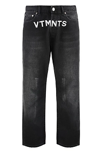 Vetements Logo Printed Straight-Leg Jeans