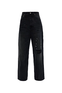 Vetements Distressed Wide-Leg Jeans