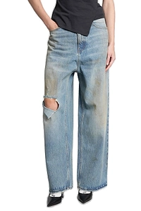 Vetements Wide Leg Distressed Jeans