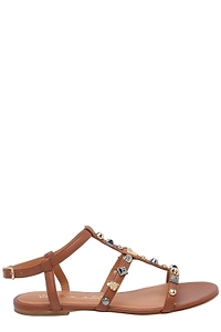 Via Roma 15 Studded Strappy Flat Sandals