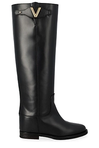 Via Roma 15 V Logo Plaque Slip-On Boots