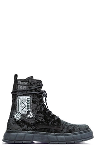 VirÓN 1992 Crushed Velvet Lace-Up Ankle Boots